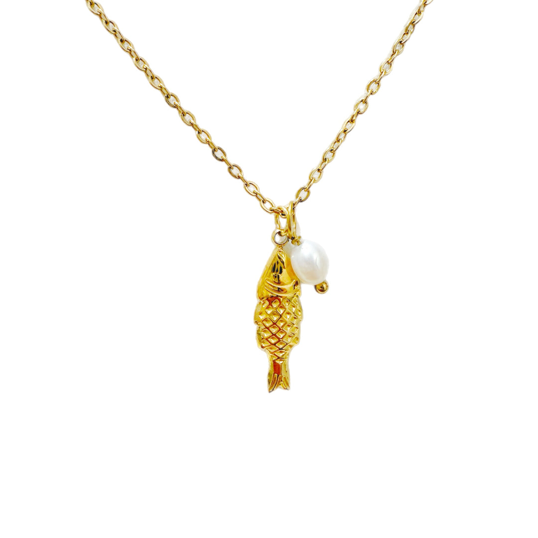 Fish and Pearl Necklace
