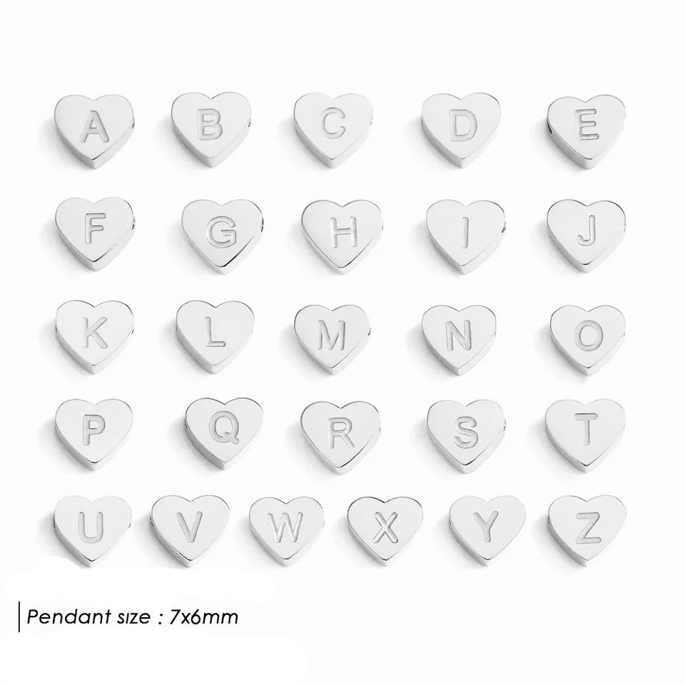 Lara Heart Initial Necklace Silver