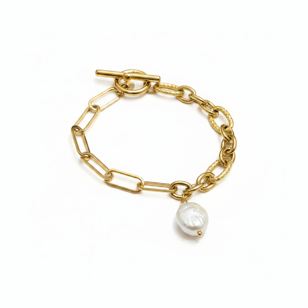 Merelie Pearl Chain Link Bracelet