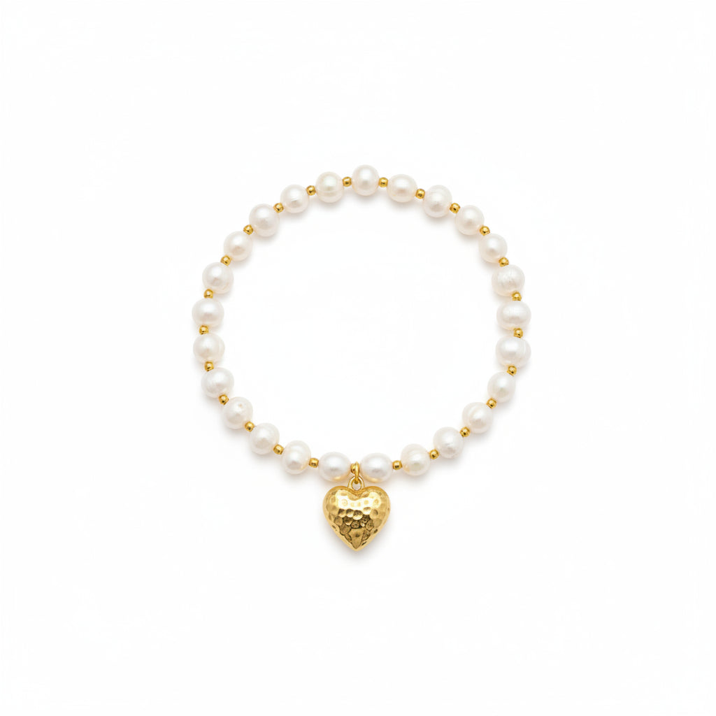 Dahlia Pearl & Heart Bracelet