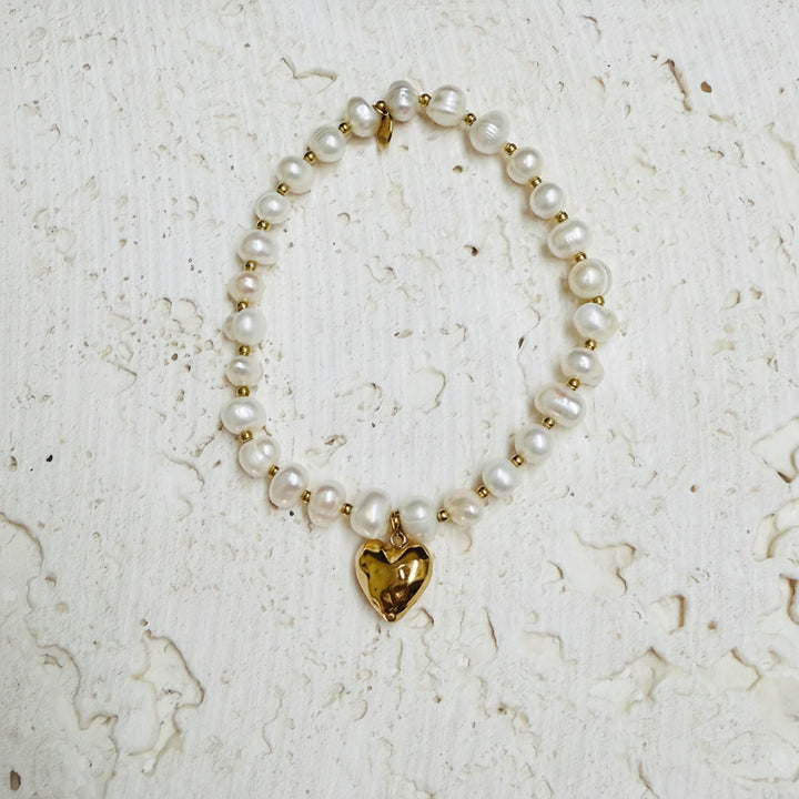 Dahlia Pearl & Heart Bracelet