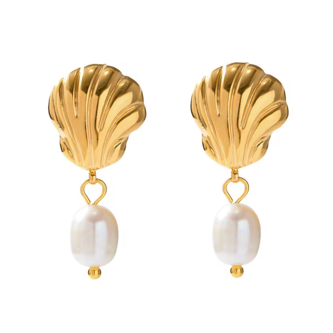 Sea Shell and Pearl drop Earrings