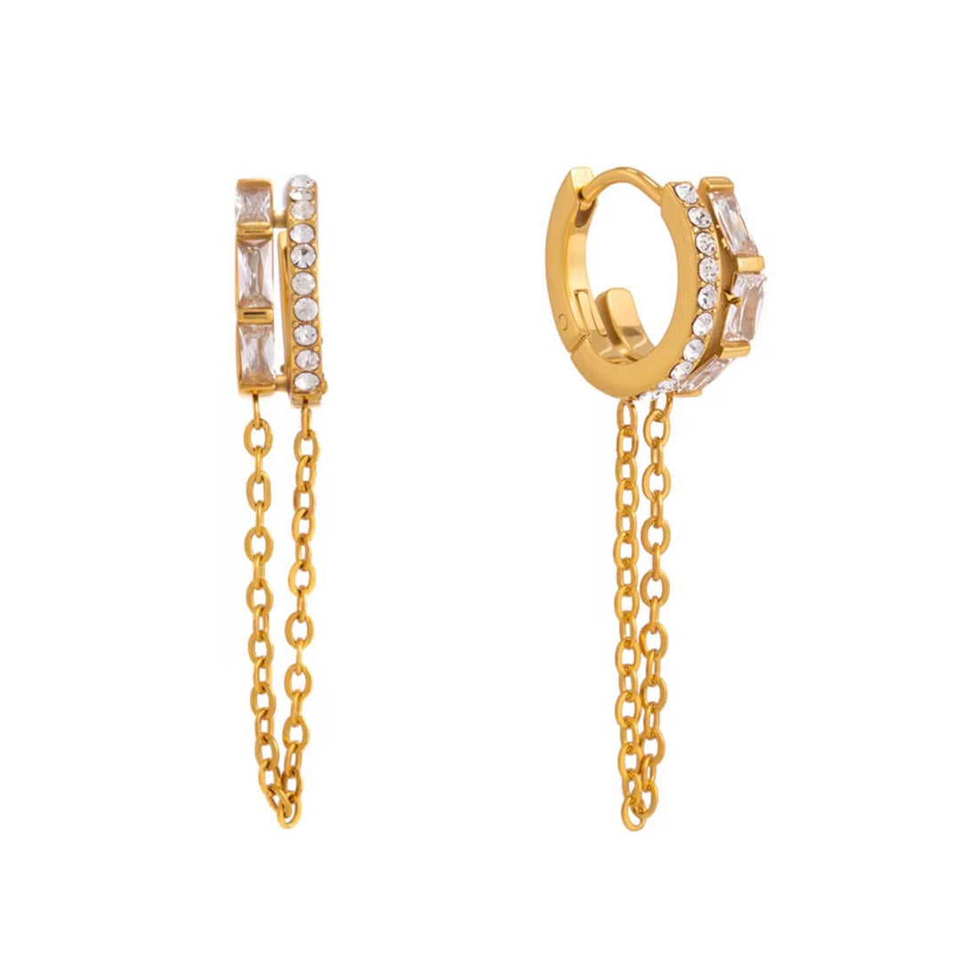 Megan Double Hoop and Chain Earrings