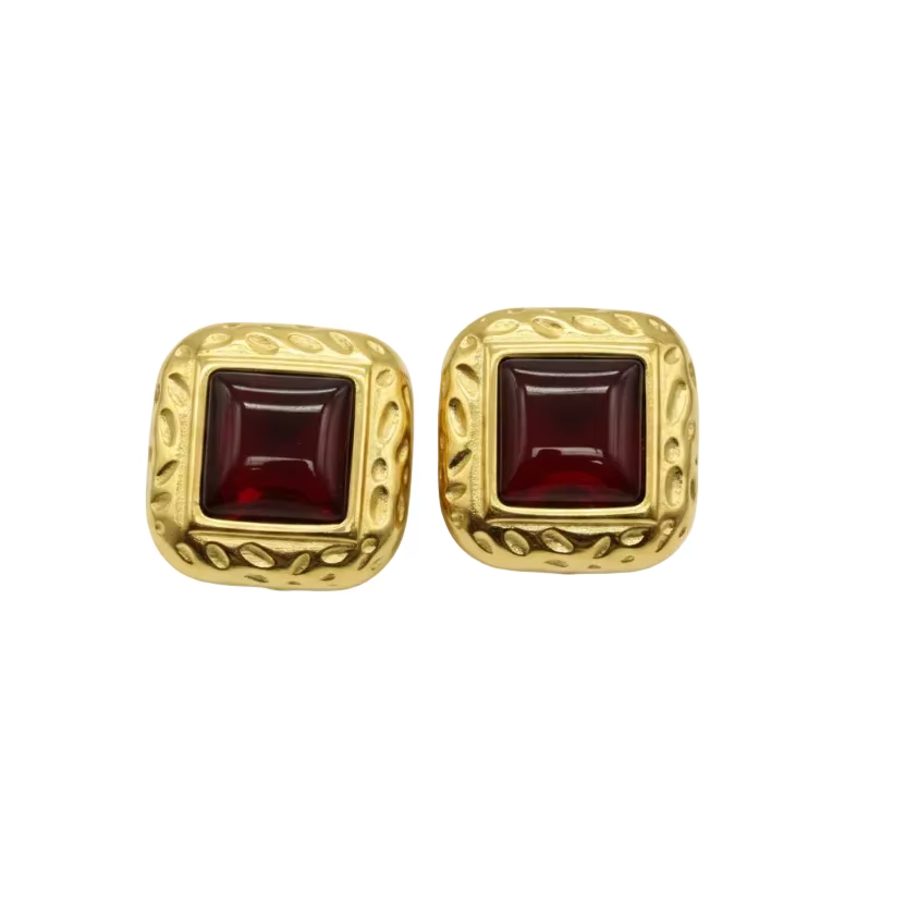 Audrey Red Gem Earrings