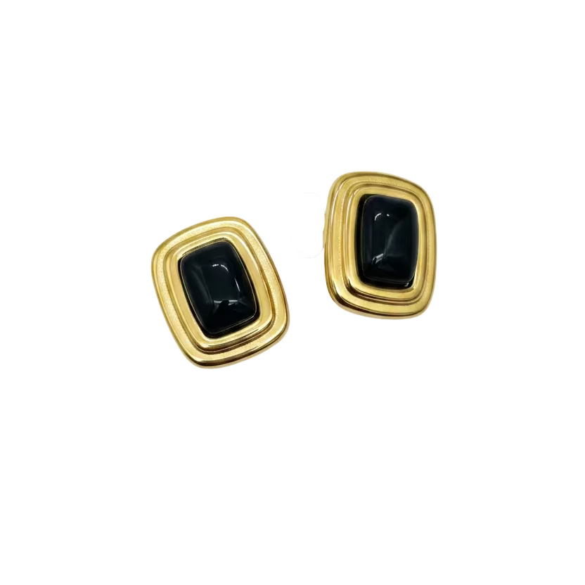 Adriana Black Enamel Earrings