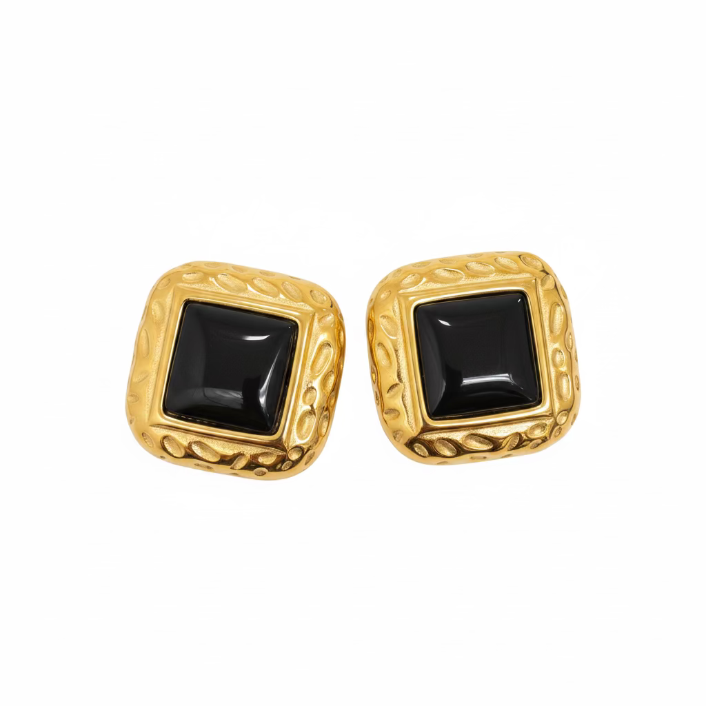 Audrey Black Gem Earrings