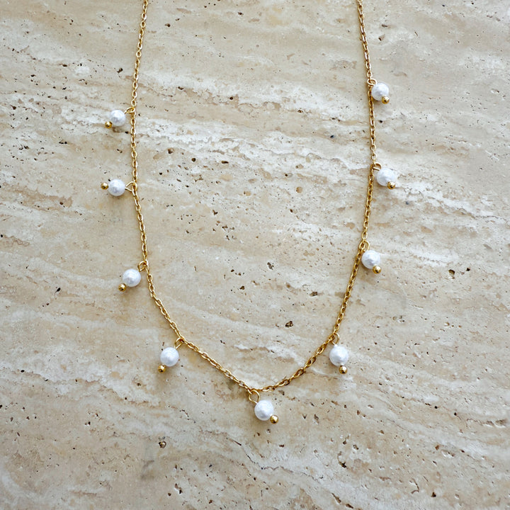 Elina Small Pearl Drop Station Necklace