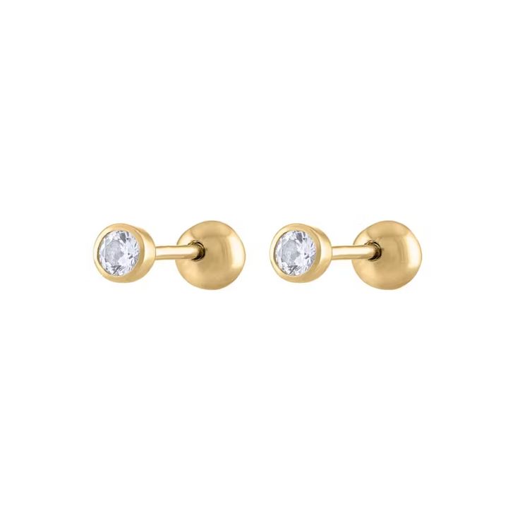 14K Ball Back Earrings