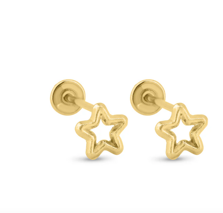 14K Star Ball Back Earrings
