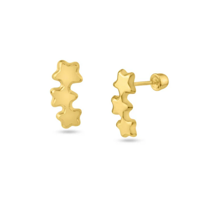 14K Star Ball Back Earrings