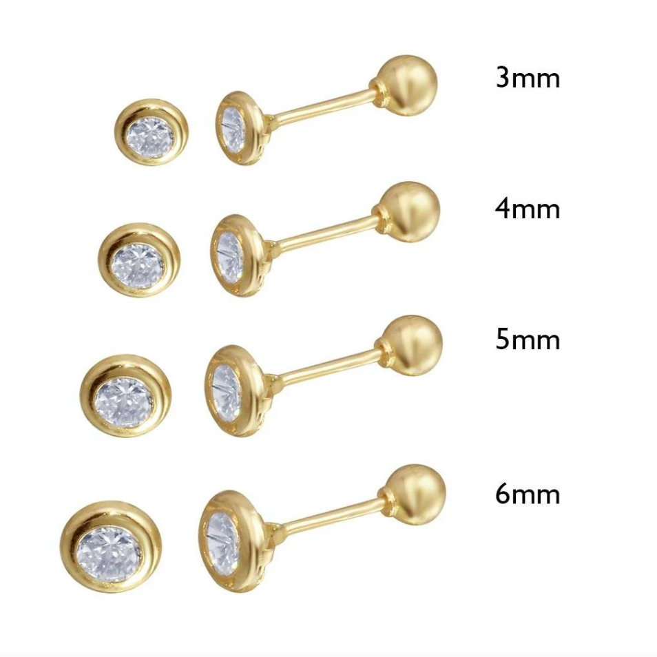 14K Ball Back Earrings