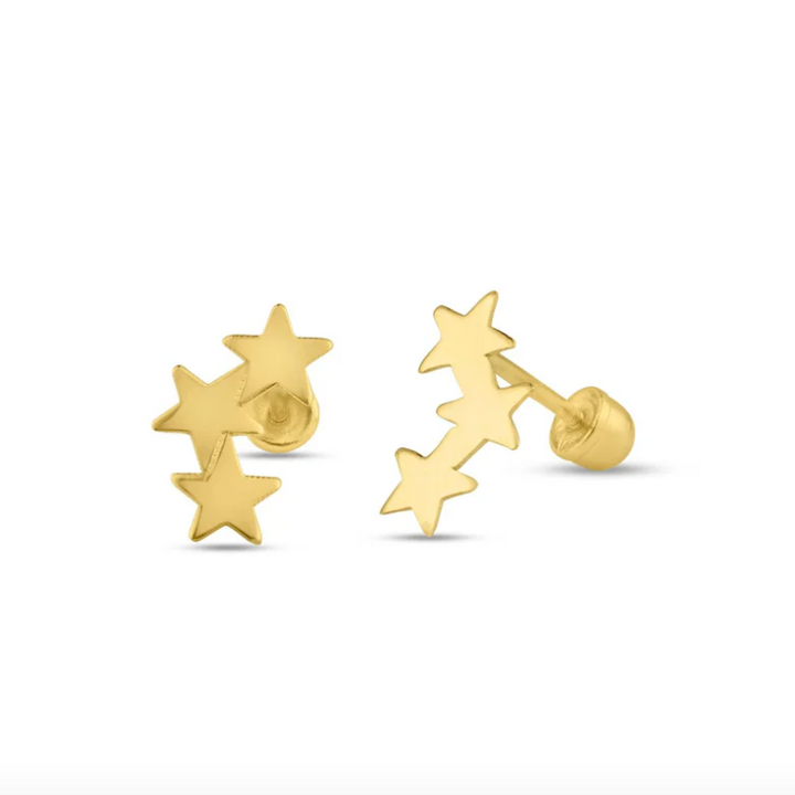 14K Star Ball Back Earrings