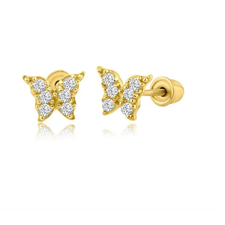14K Butterfly Ball Back Earrings