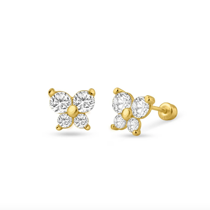 14K Butterfly Ball Back Earrings