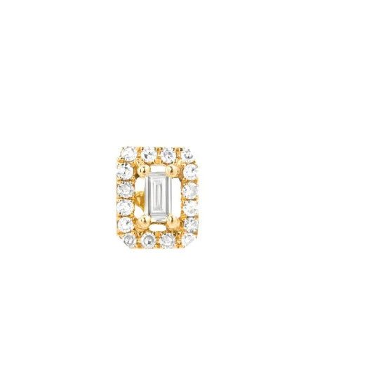 Livi 14K Halo Baguette Diamond Earring
