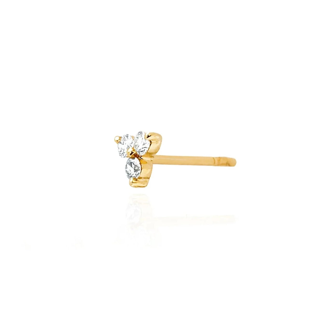 Trini 14K 3 Diamond Earring